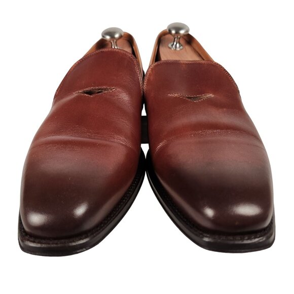 Paul Fredrick Italy Men's 9 Burnished Brown Leather Dress Shoes Venetian Loafers - Picture 11 of 13